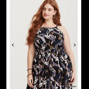 Black Palm Leaf High Low Torrid Dress